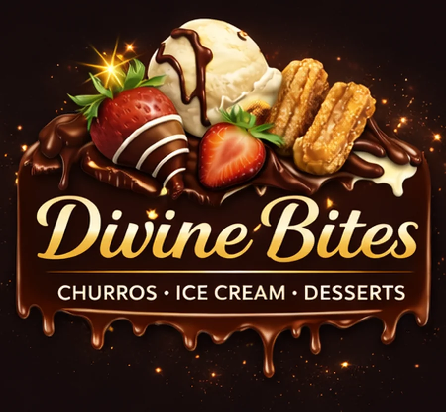 Sello Divine Bites con brownies, fresas cubiertas de chocolate, helado y churros